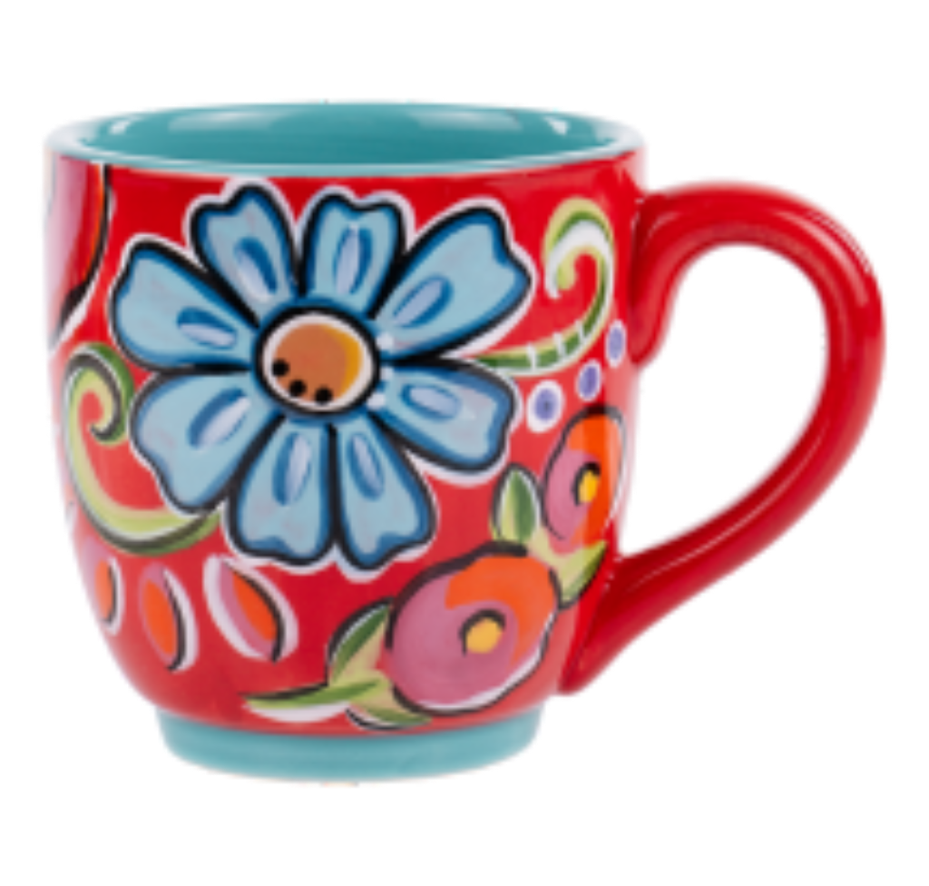 Red Floral Mug